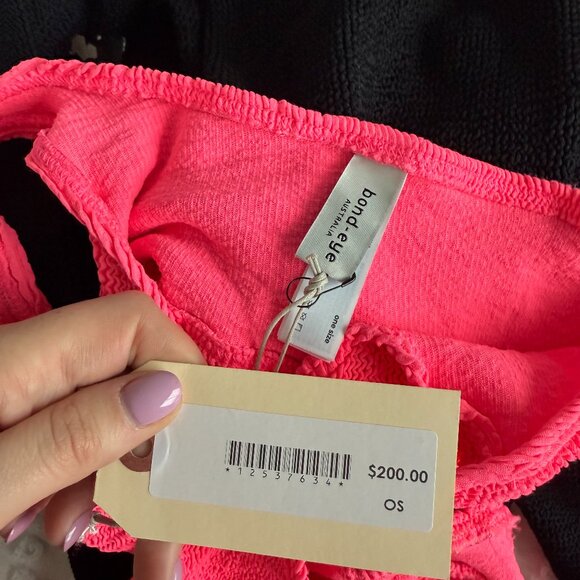 NWT Bond-Eye Rico Swimsuit Azalea Hot Pink One Piece Cut-out One Shoulder OS - Picture 2 of 8